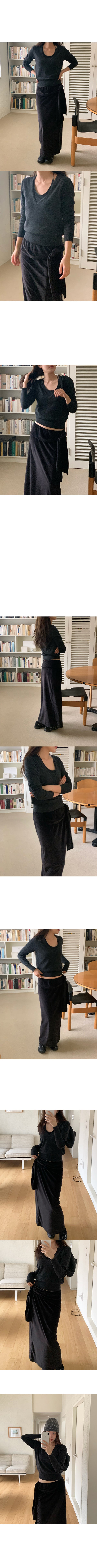 浪漫柔美羊毛混紡深V削肩背心針織兩件套