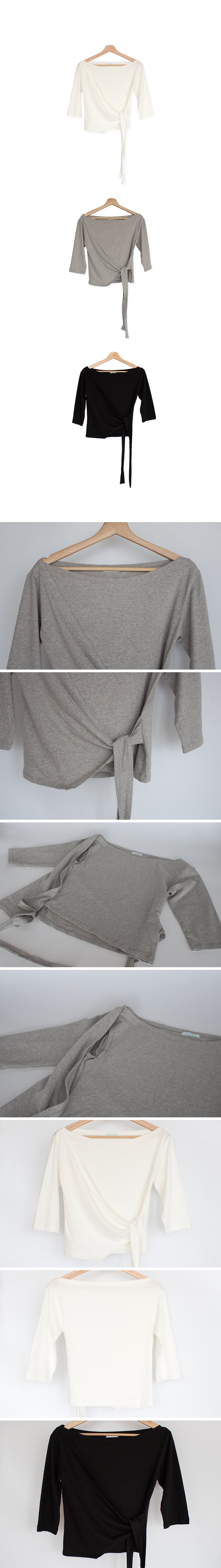 溫柔彈力棉修身交叉V領七分袖上衣
