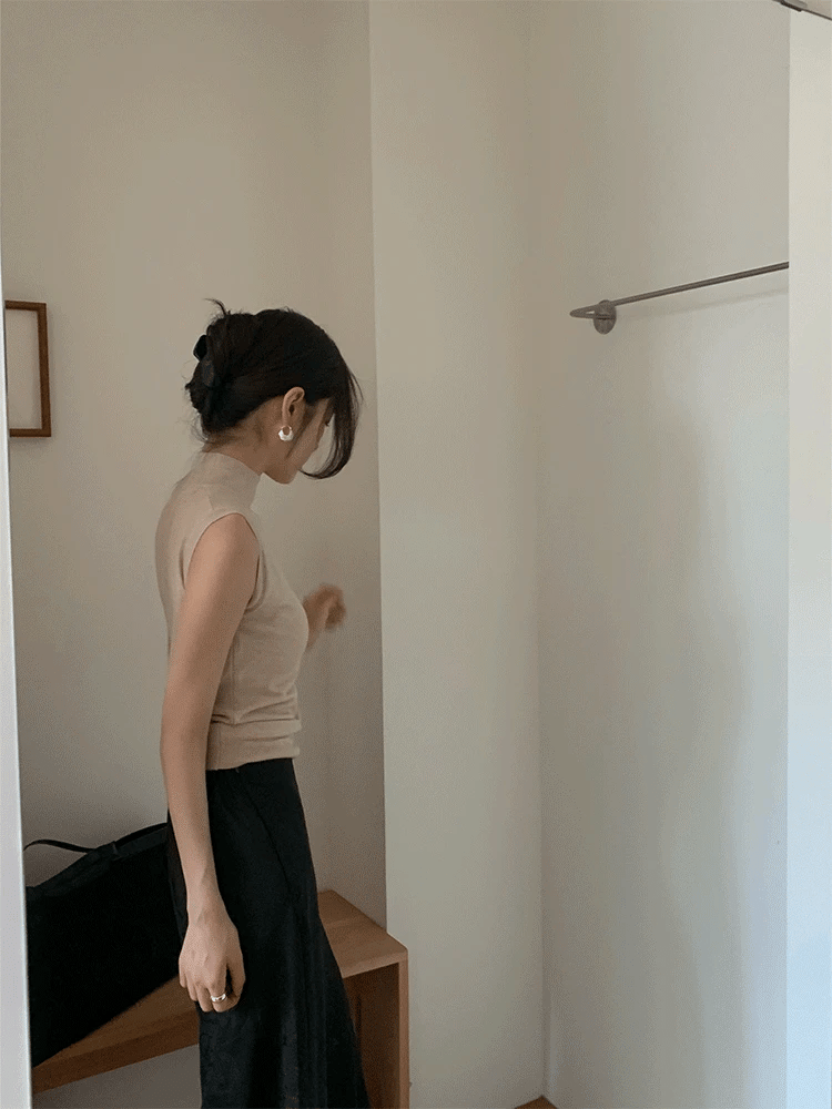 半高領針織背心