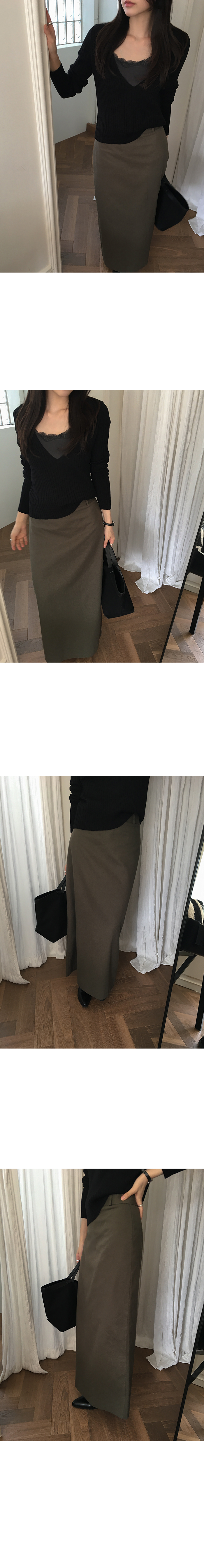 深V領坑條針織上衣