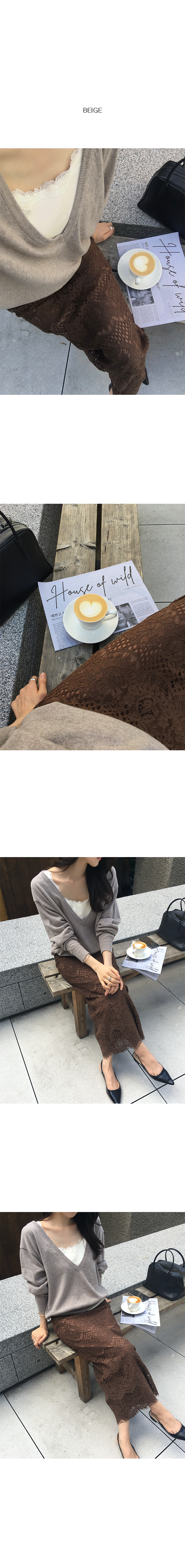 美麗諾羊毛深V領針織衫-2
