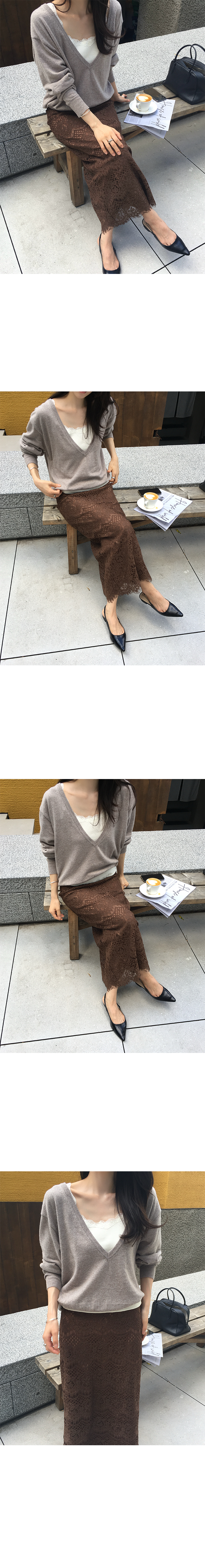 美麗諾羊毛深V領針織衫