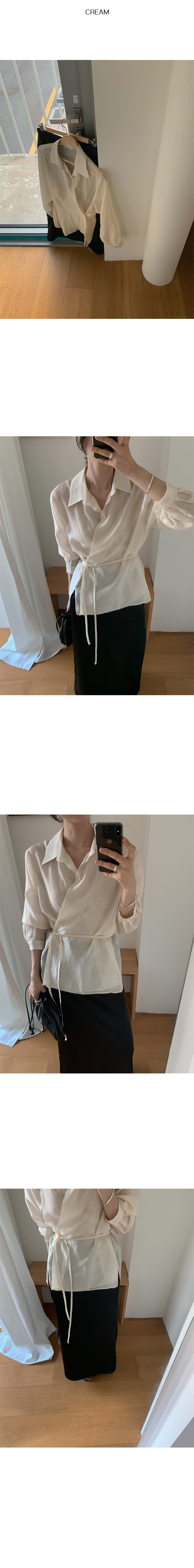 條紋交叉裹身襯衫-5