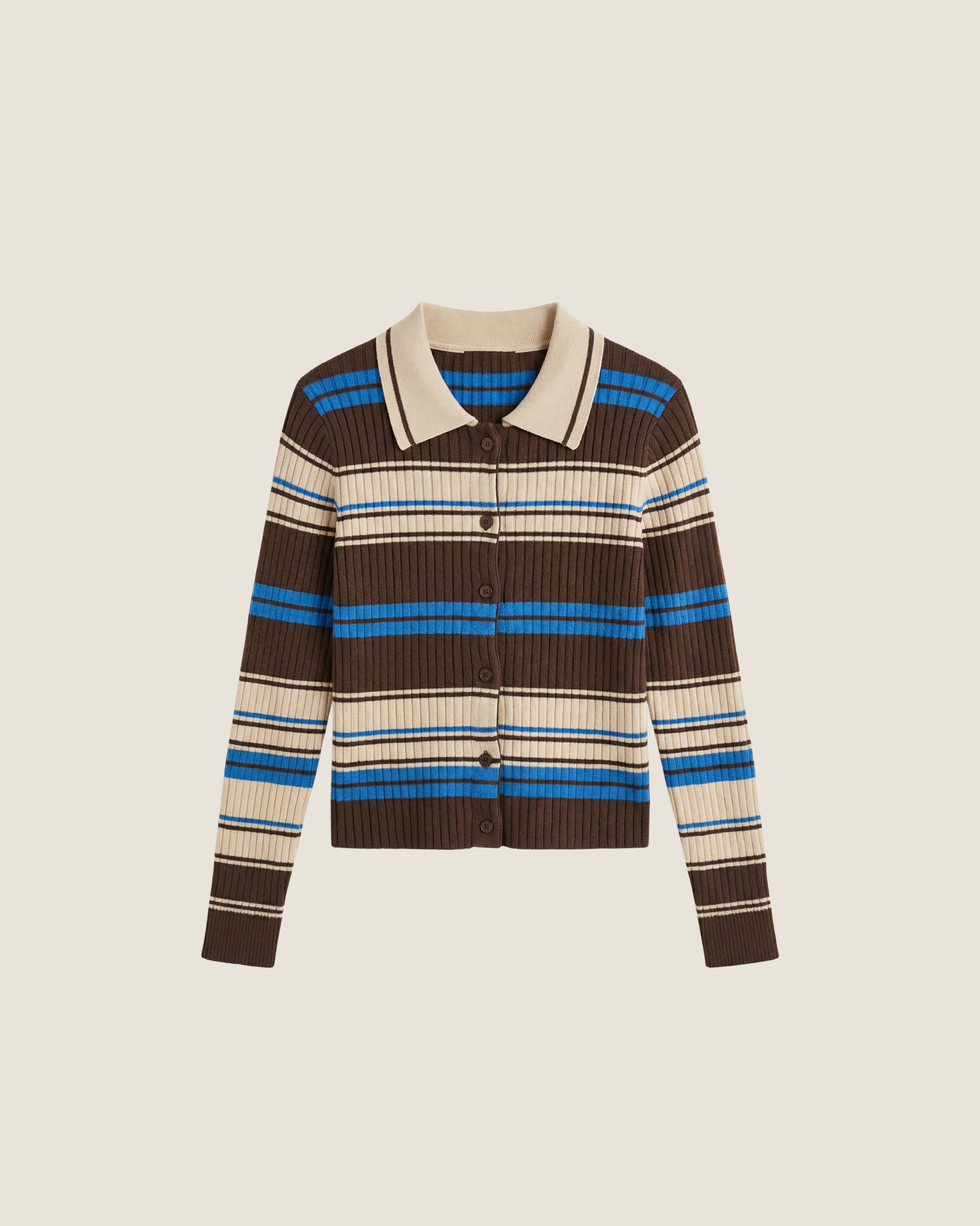 學院風配色條紋針織開襟衫 Retro Striped Knit Cardigan