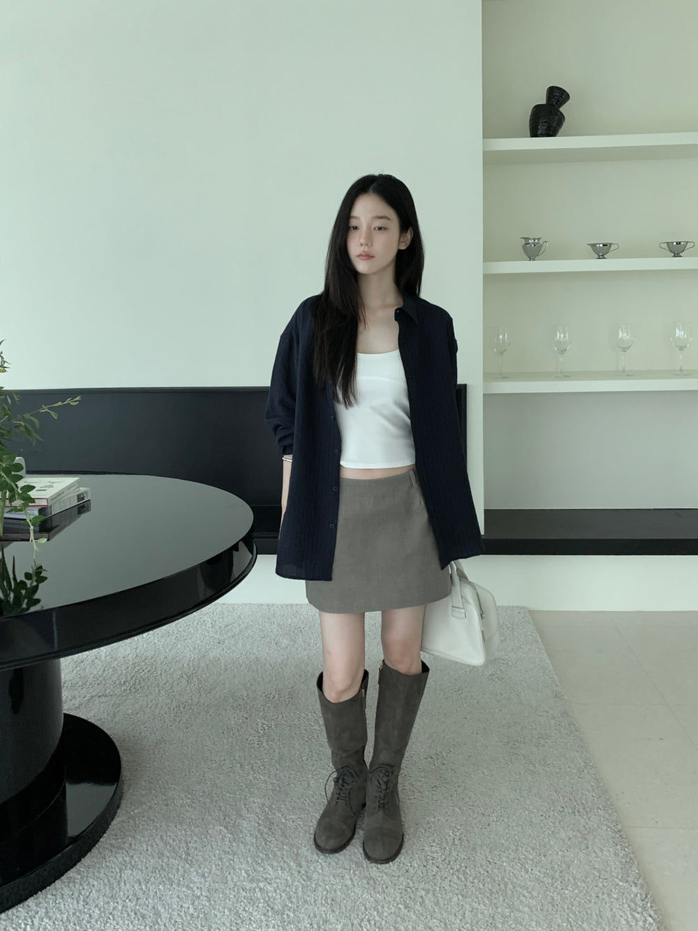 復古水洗純棉防走光短裙