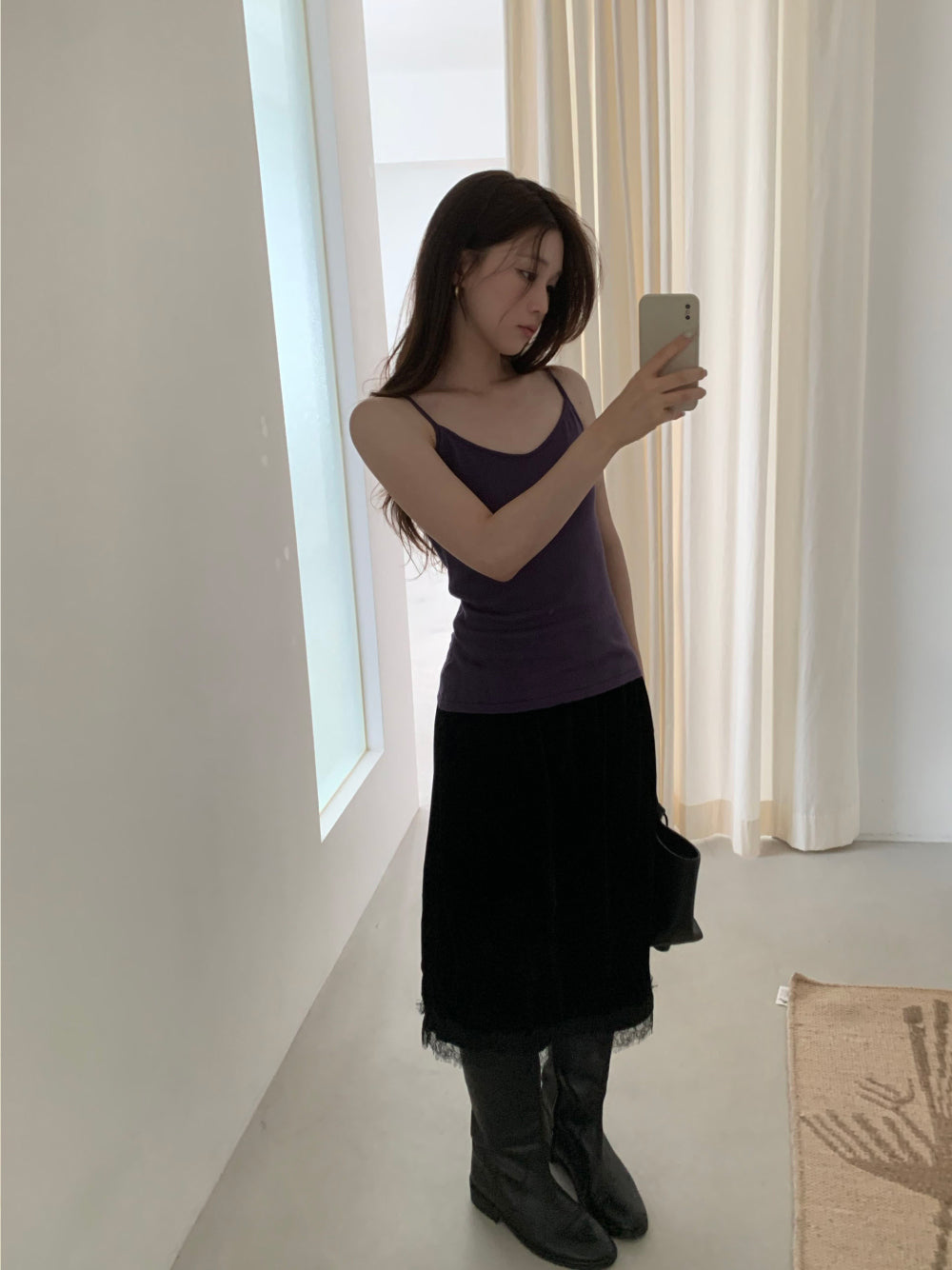 溫柔純棉抓褶針織罩衫背心套裝