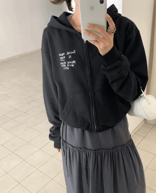 簡約日常純棉雙拉鍊連帽外套