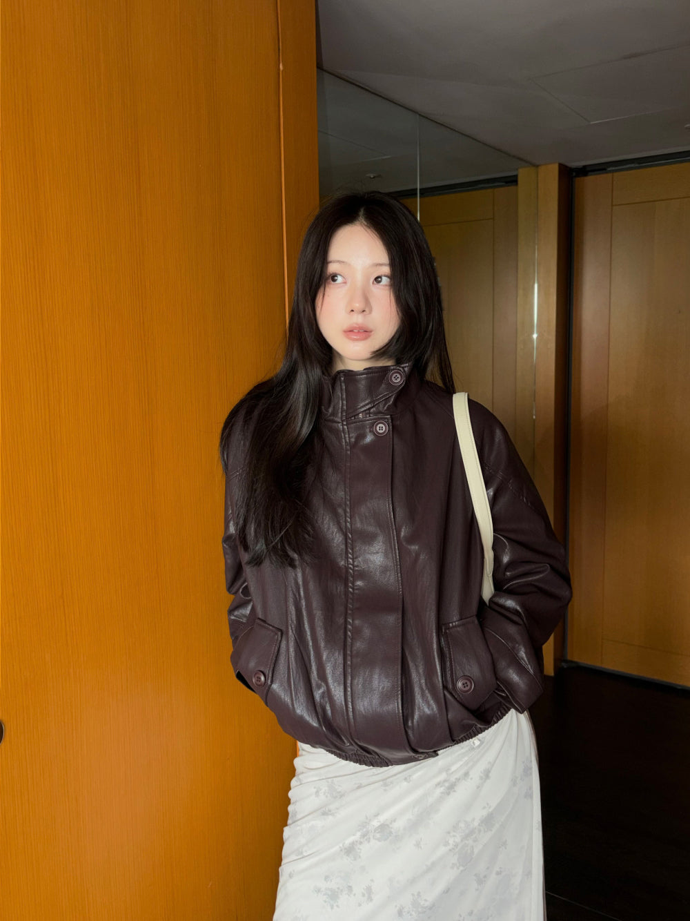 復古溫柔碎花抽繩開衩中長裙