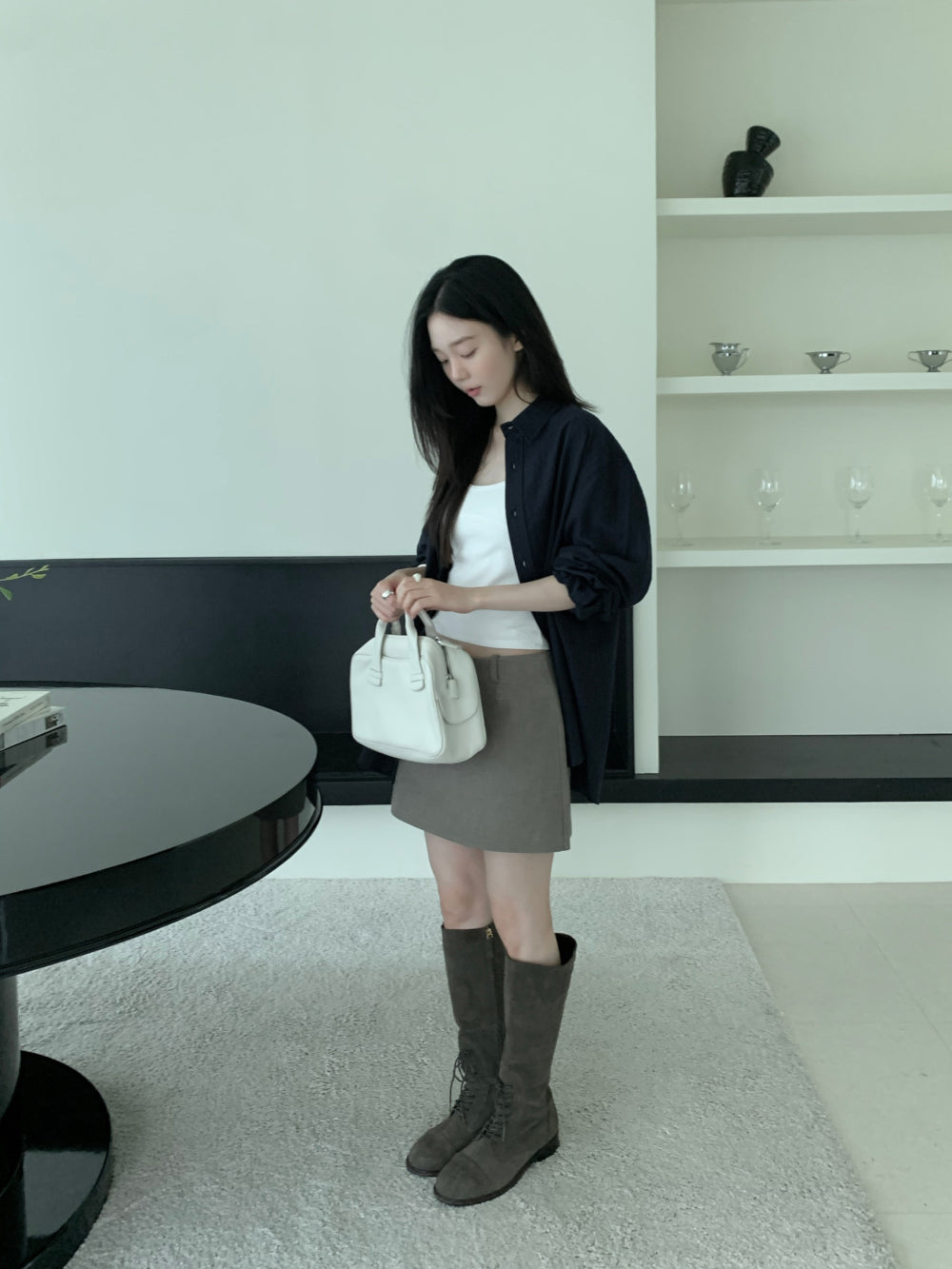 復古水洗純棉防走光短裙