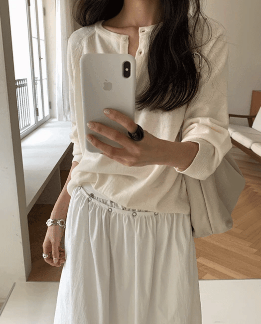 慵懶隨性羊毛混紡亨利領針織衫