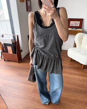 緞面蕾絲拼接背心 Satin Lace Trim Cami Top