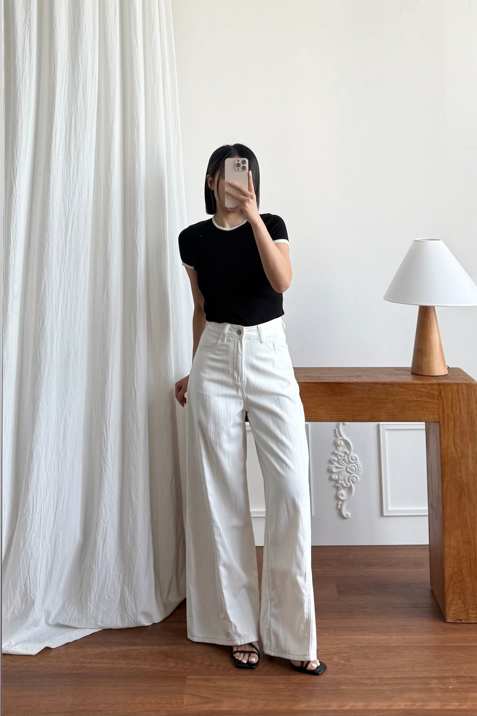 撞色邊針織短袖上衣 Contrast Trim Knit Tee