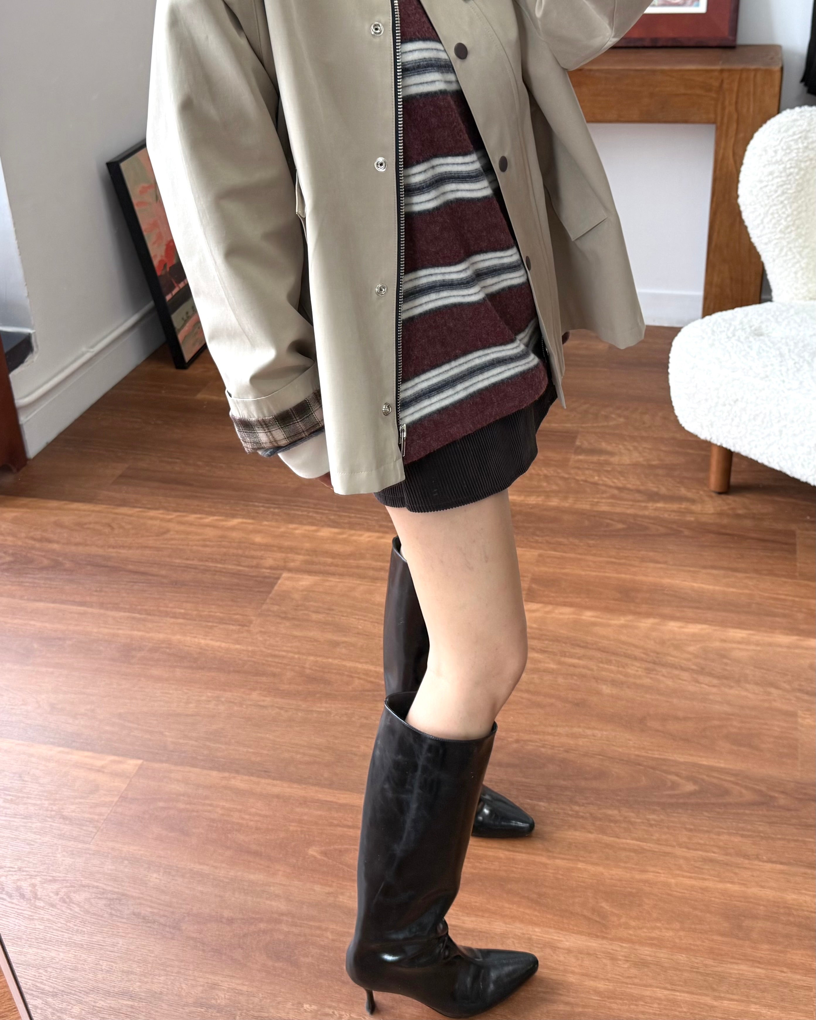 學院風條紋拼色Polo Striped Knit Polo Sweater