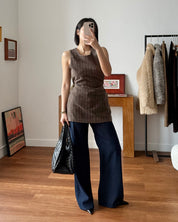 咖啡色羅紋無袖針織上衣 Brown Sleeveless Rib Knit Top