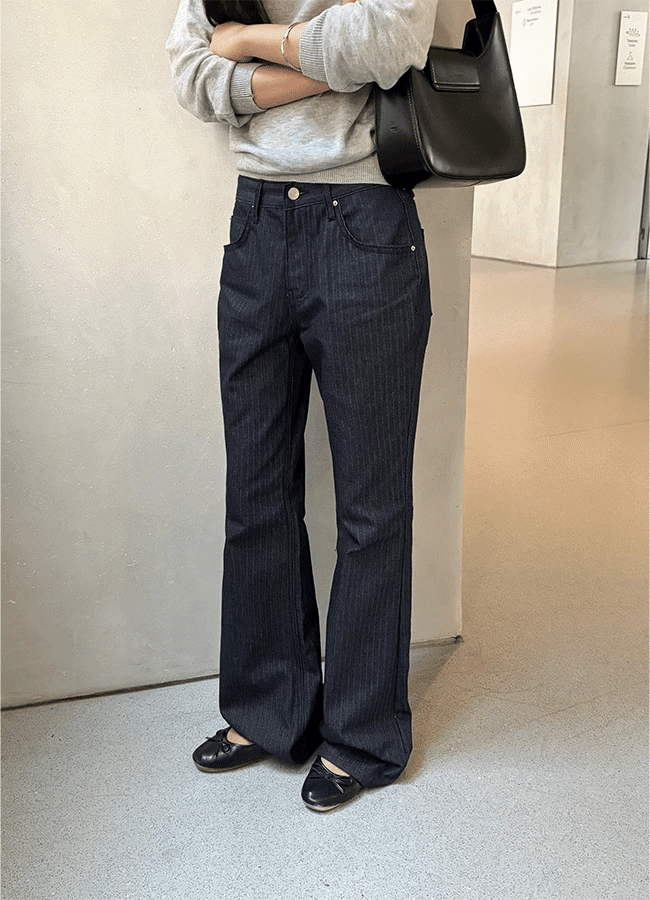 洗鍊不掉色丹寧修身微喇長褲