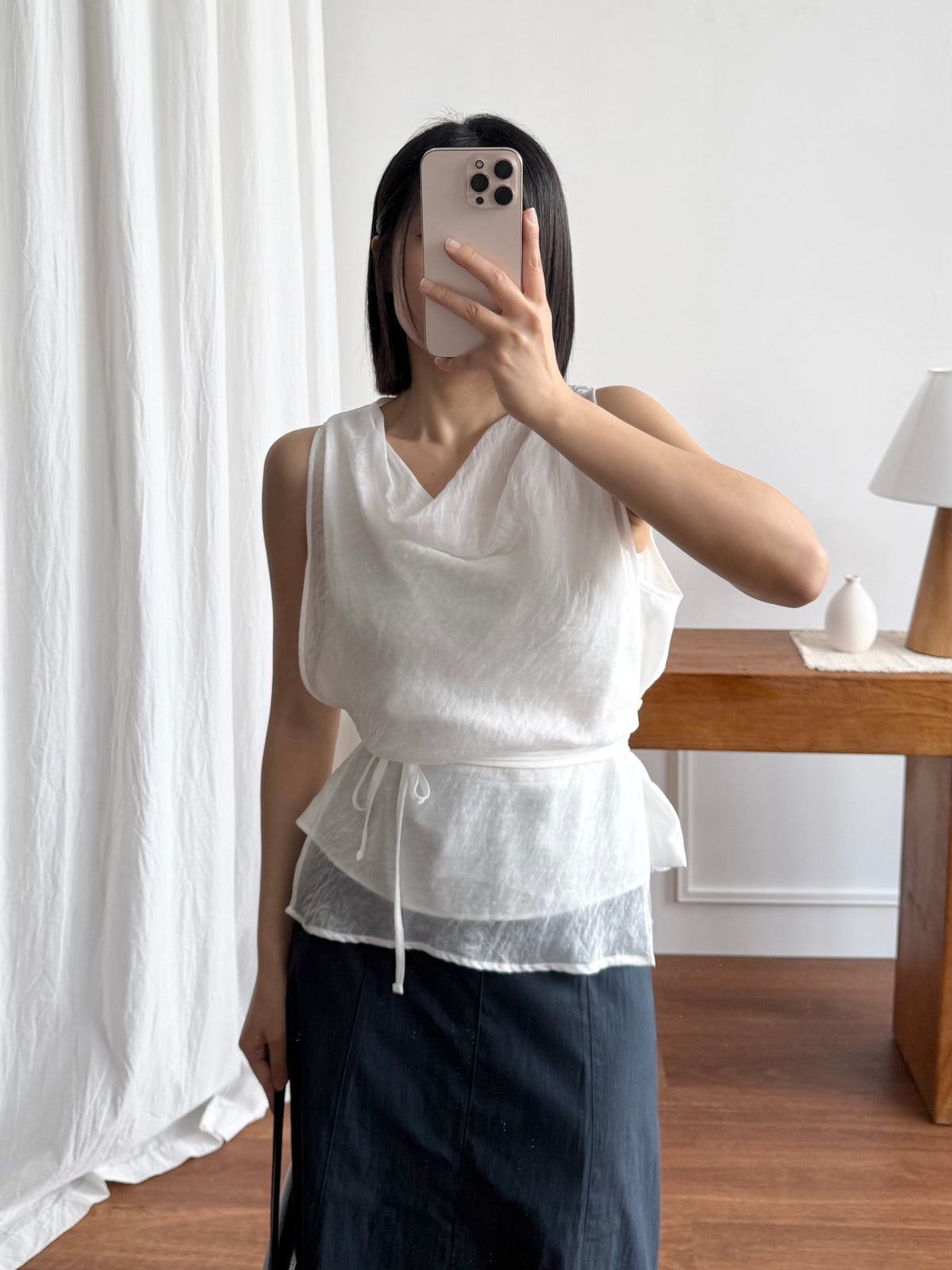 氣質顯瘦蕩領雪紡背心-4