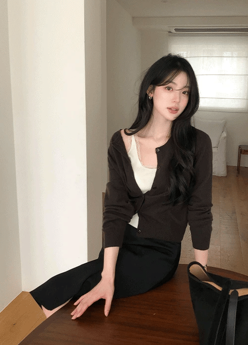 簡約微合身極細羊毛針織開衫