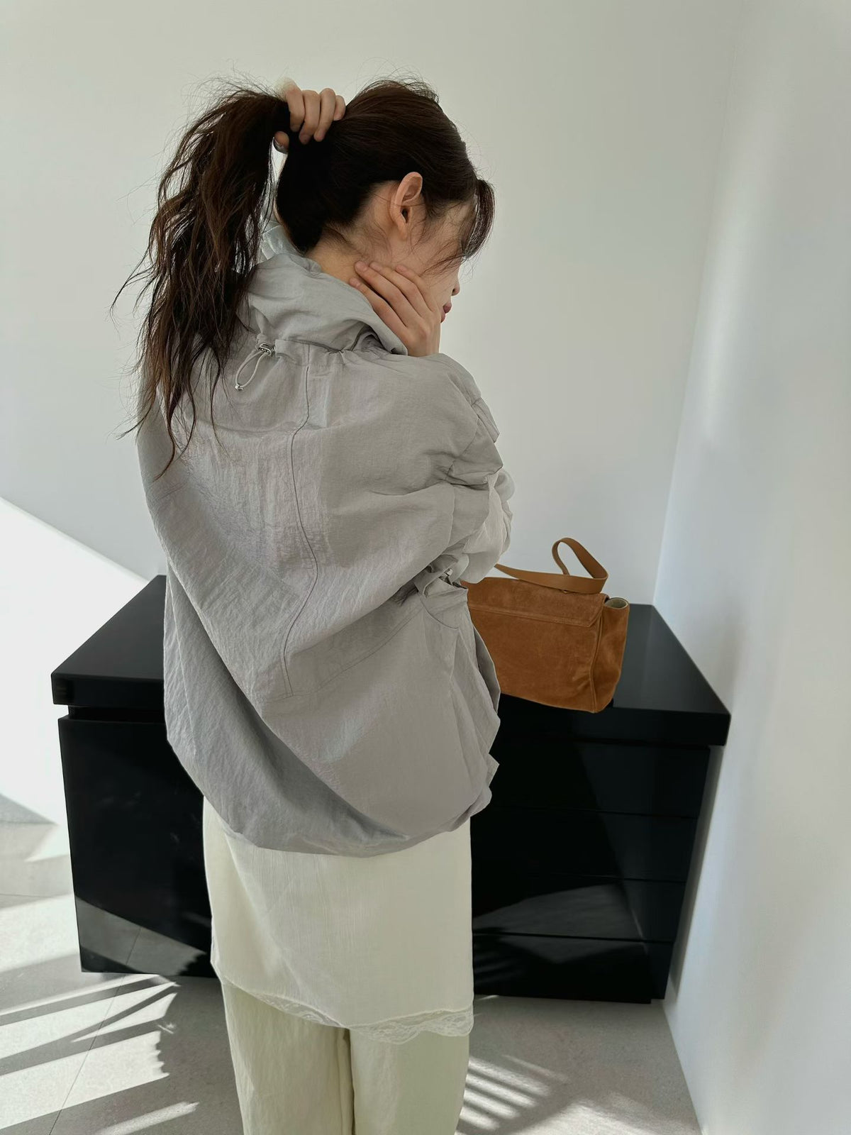抽繩立領防風馬甲外套 Hooded Nylon Vest