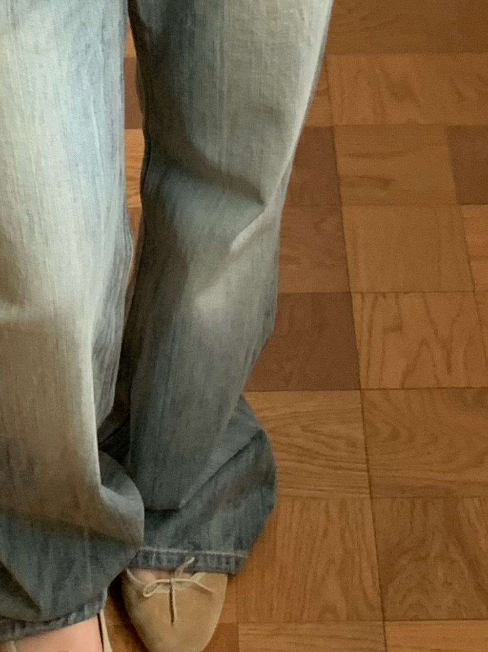 復古水洗低腰微喇丹寧長褲