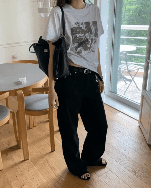 日常修身直筒牛仔褲