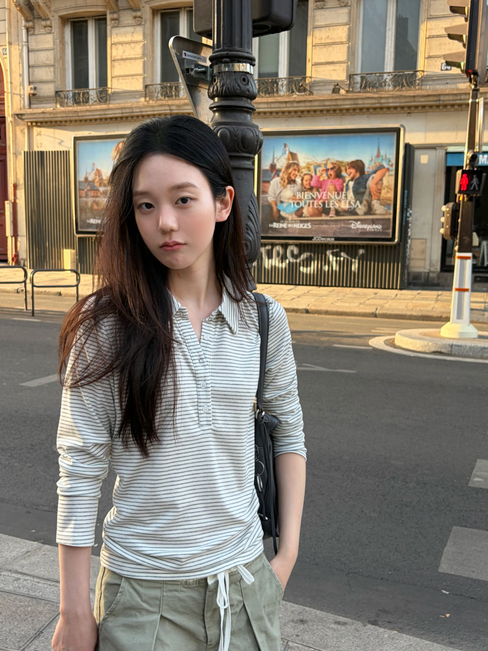 簡約知性柔彈天絲微修身條紋翻領上衣