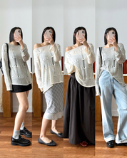 鏤空針織罩衫 Open‑Knit Pullover