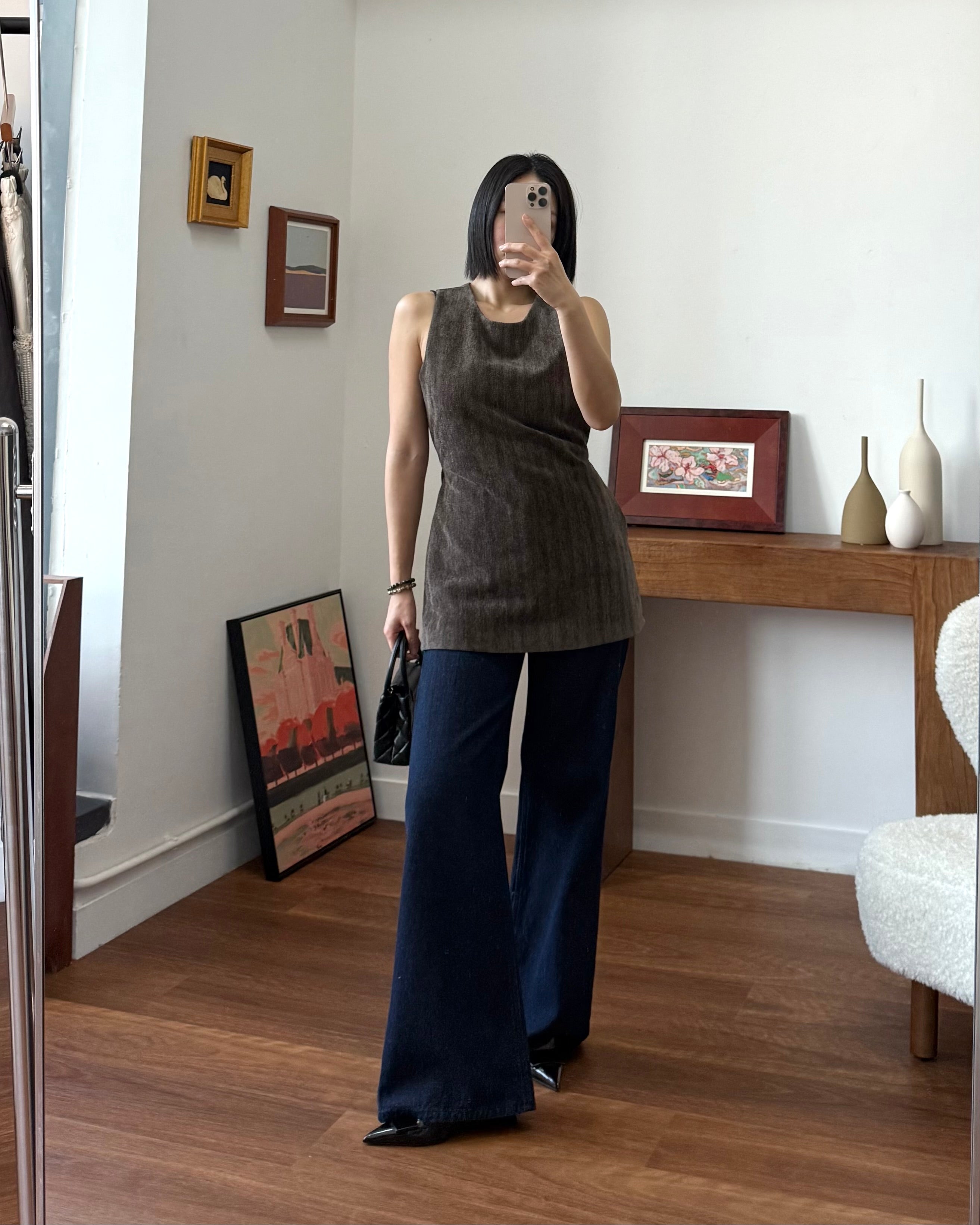 深藍丹寧牛仔褲 Dark Indigo Wide‑Leg Jeans