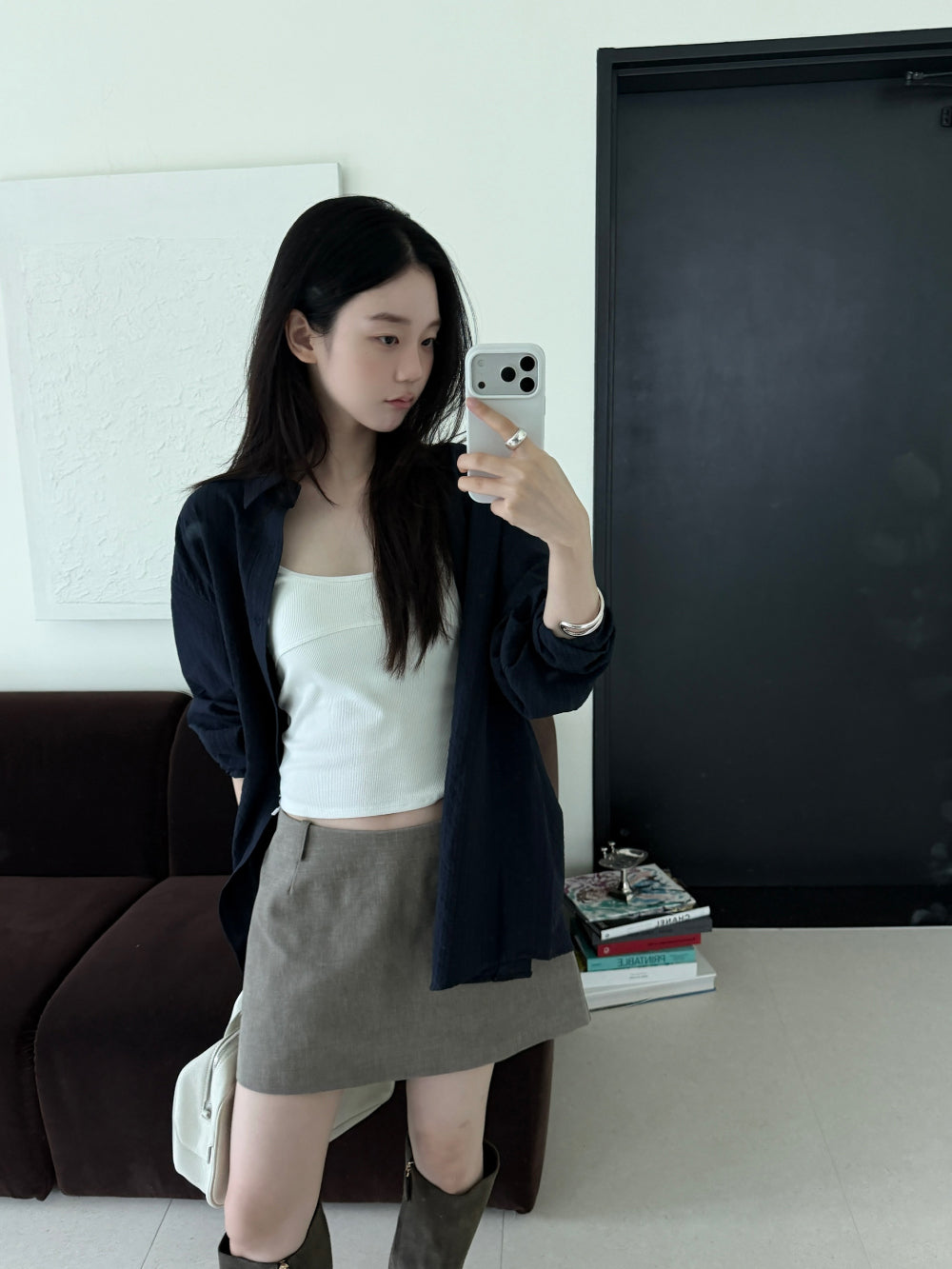 復古水洗純棉防走光短裙