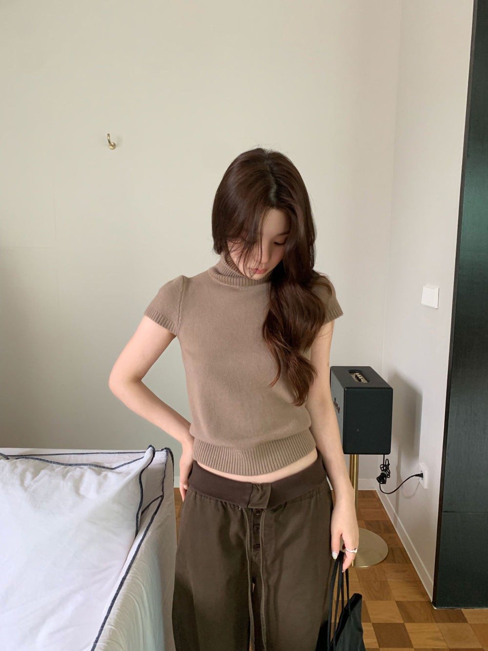 簡約知性親膚高領短袖針織衫