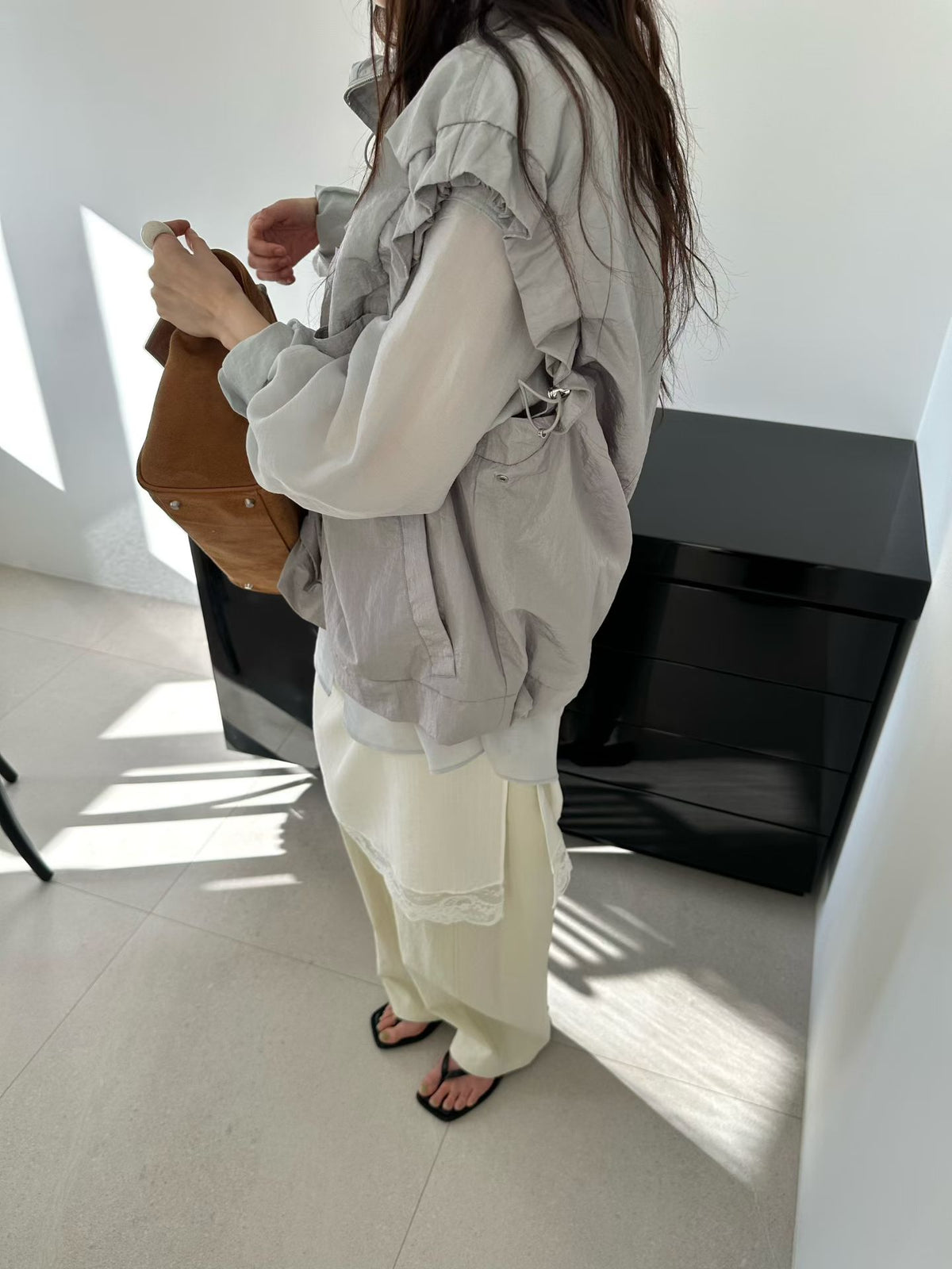 抽繩立領防風馬甲外套 Hooded Nylon Vest
