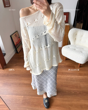鏤空針織罩衫 Open‑Knit Pullover