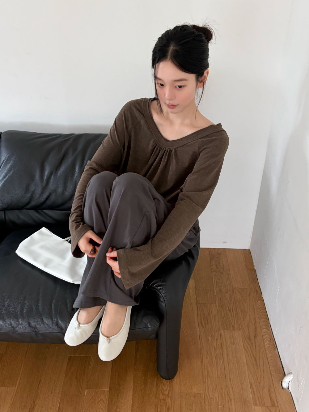 慵懶柔感抓褶抽繩衛衣