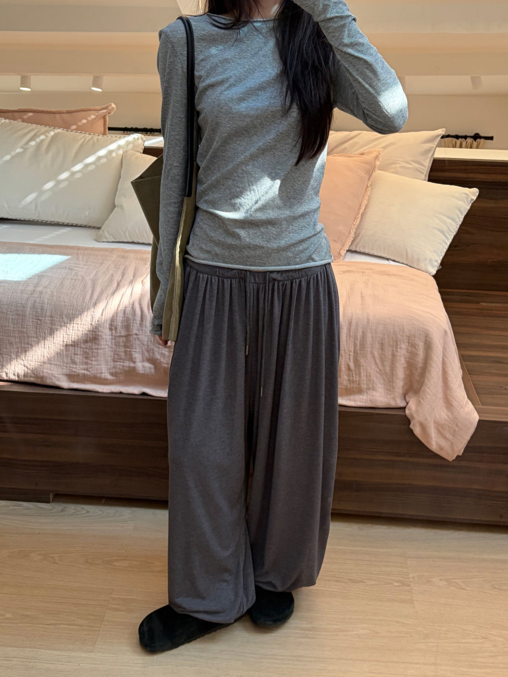 慵懶垂墜澤西束口哈倫褲