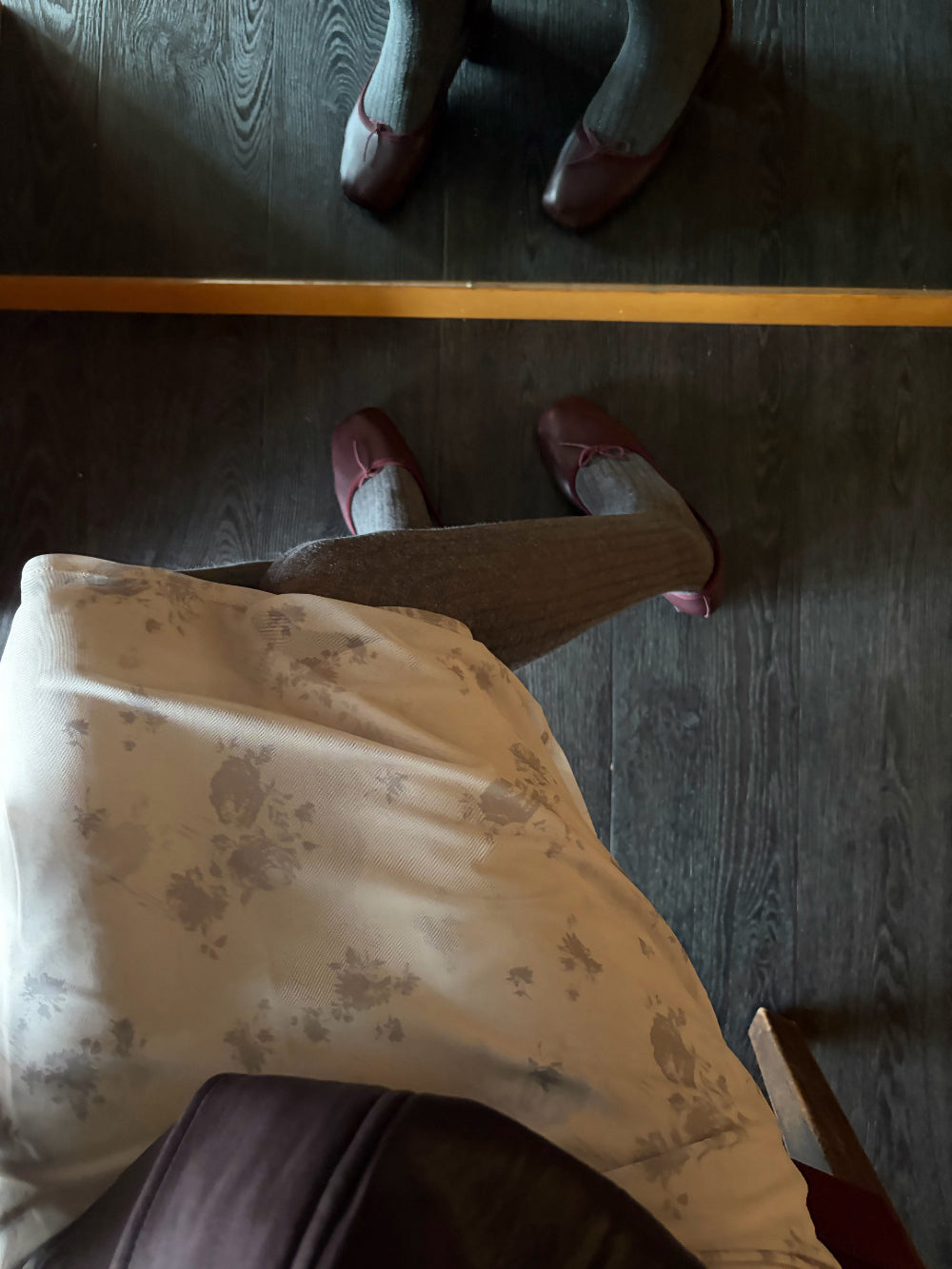 復古溫柔碎花抽繩開衩中長裙-5
