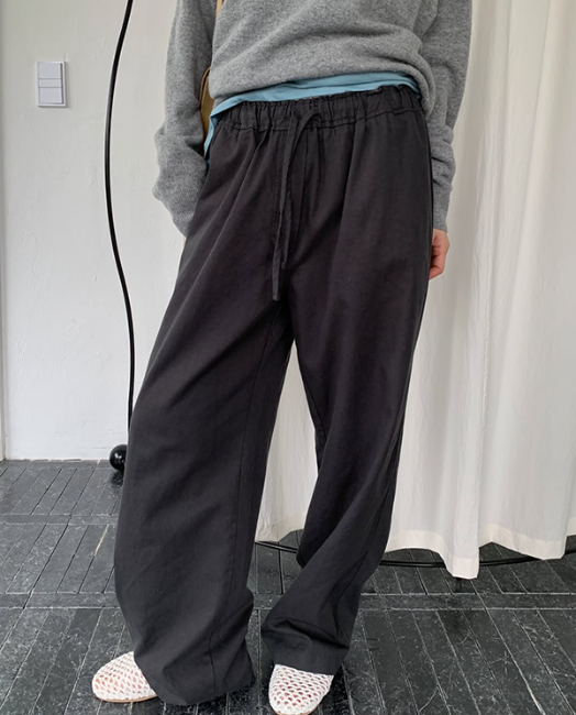 簡約率性棉質鬆緊寬版西裝褲