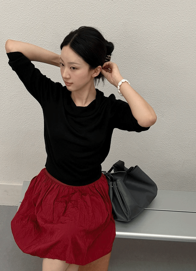 知性優雅垂墜領親膚針織衫-1