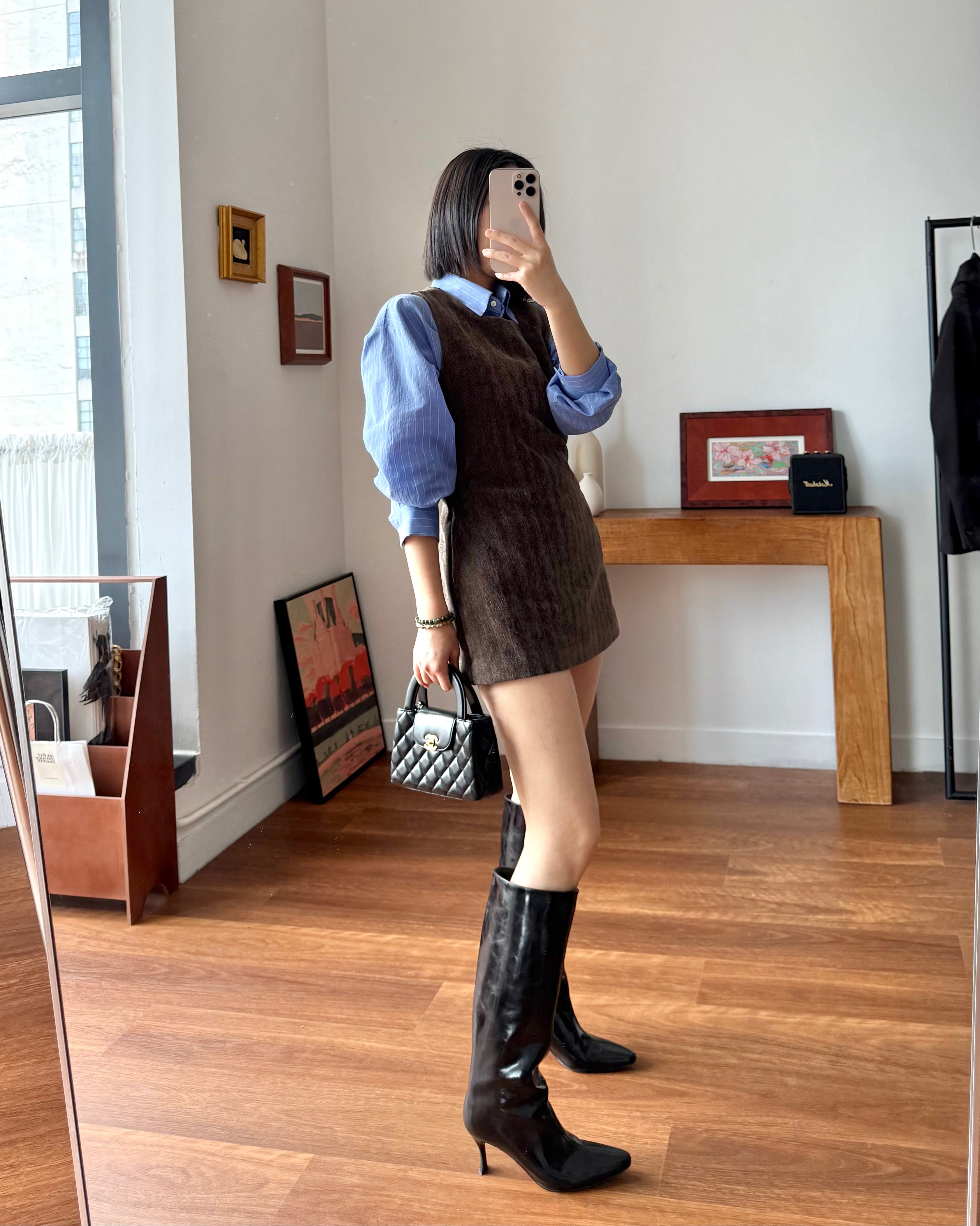 咖啡色羅紋無袖針織上衣 Brown Sleeveless Rib Knit Top