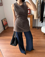 咖啡色羅紋無袖針織上衣 Brown Sleeveless Rib Knit Top