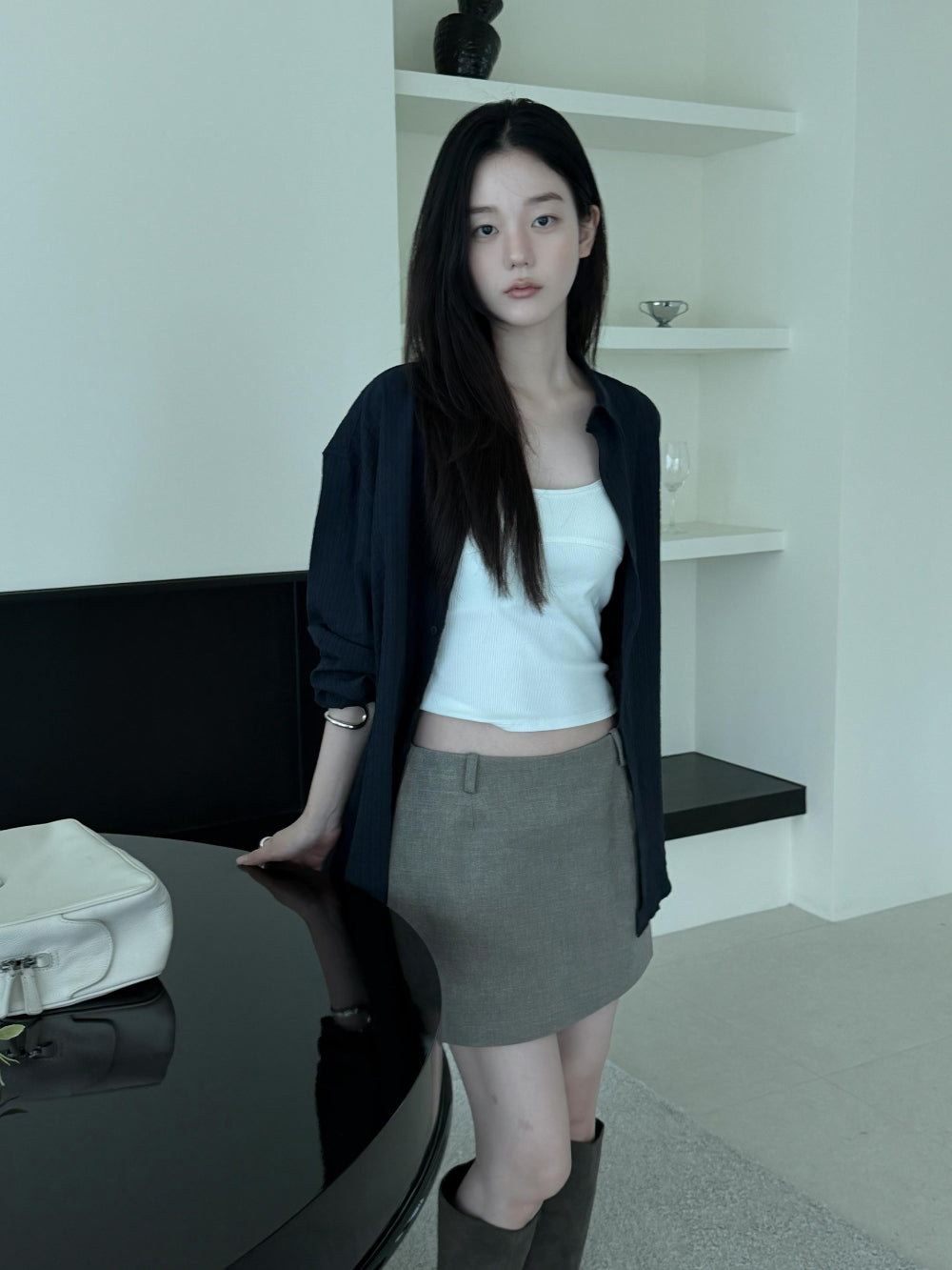 復古水洗純棉防走光短裙