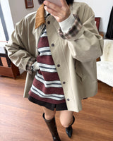 巴恩風米杏色短風衣 Beige Short Trench Jacket