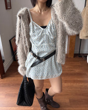 毛絨翻領開襟針織外套 Fluffy Collar Knit Cardigan