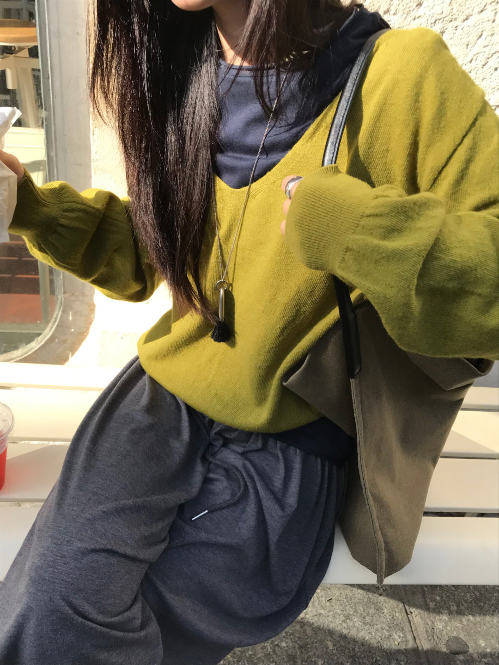 慵懶深V領羊毛針織衫-43