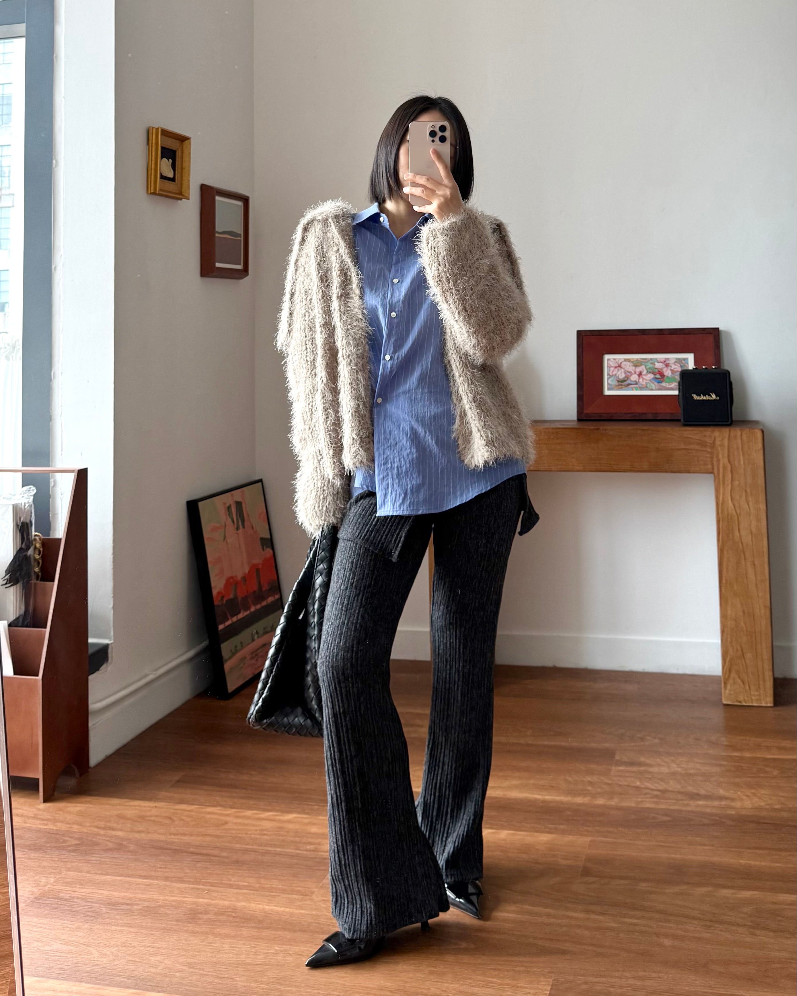 條紋不對稱襯衫 Pinstripe Asymmetric Shirt