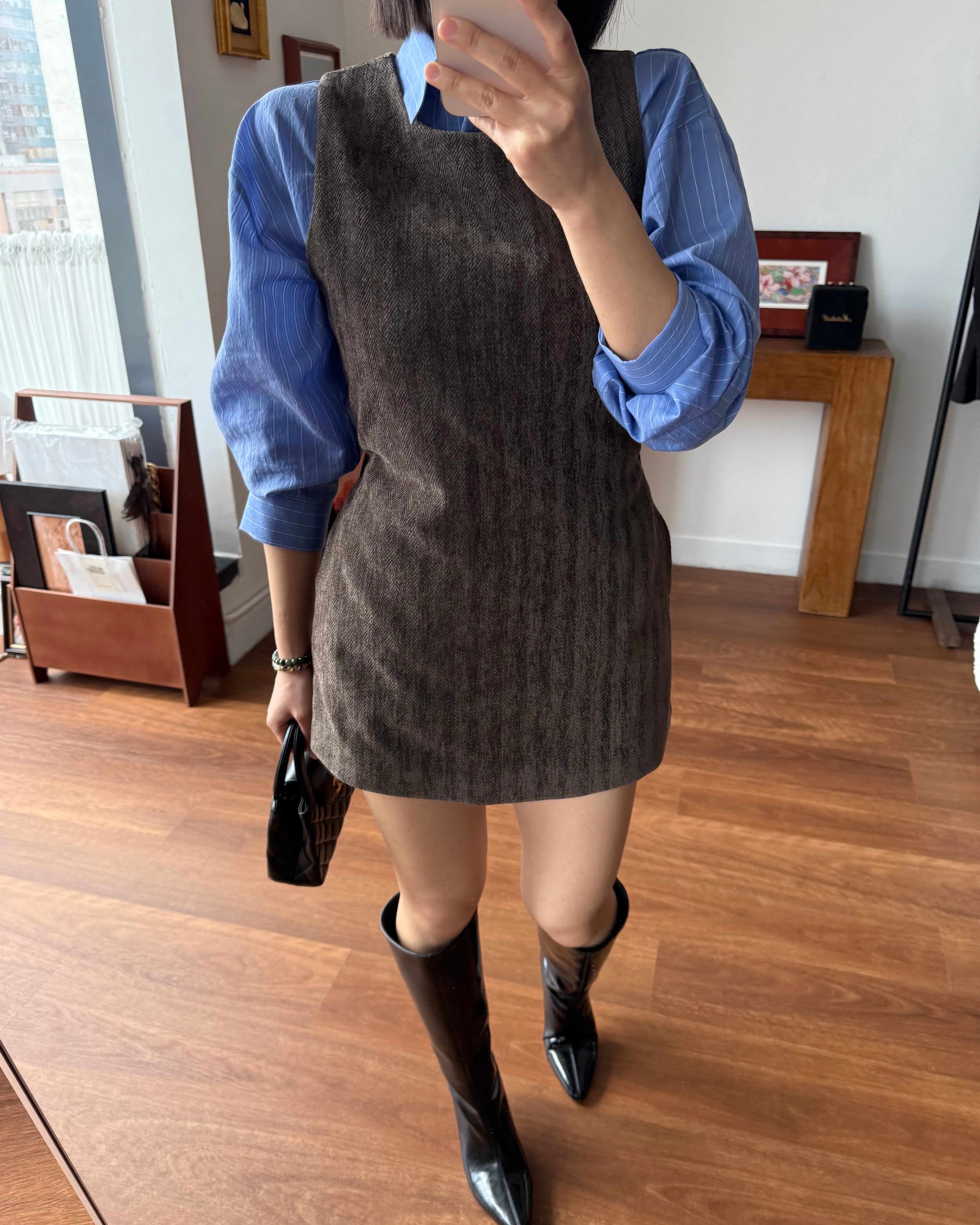 咖啡色羅紋無袖針織上衣 Brown Sleeveless Rib Knit Top