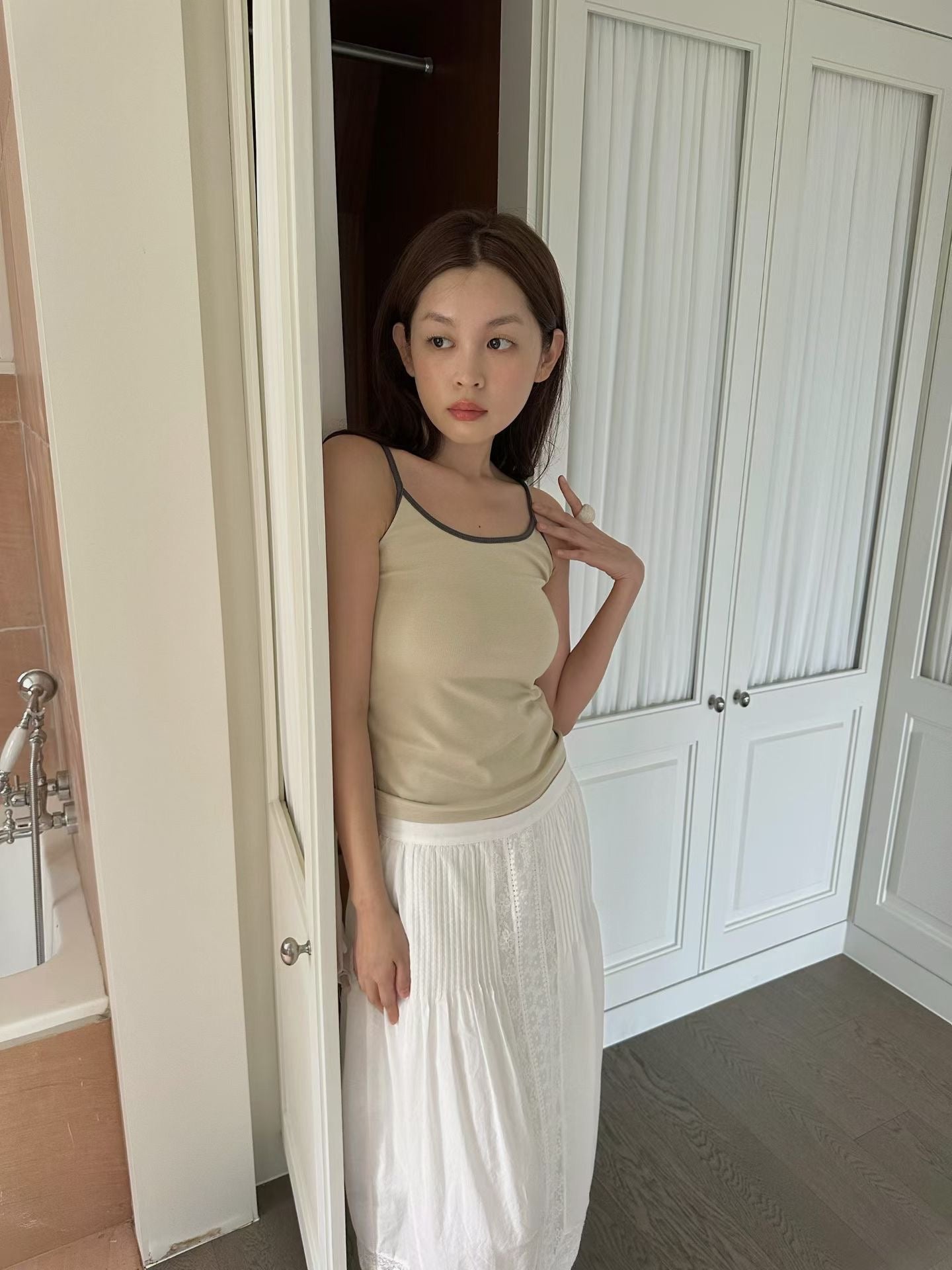 波西米亞風直條蕾絲打褶仙女裙-10