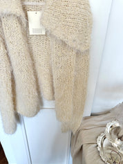 毛絨翻領開襟針織外套 Fluffy Collar Knit Cardigan