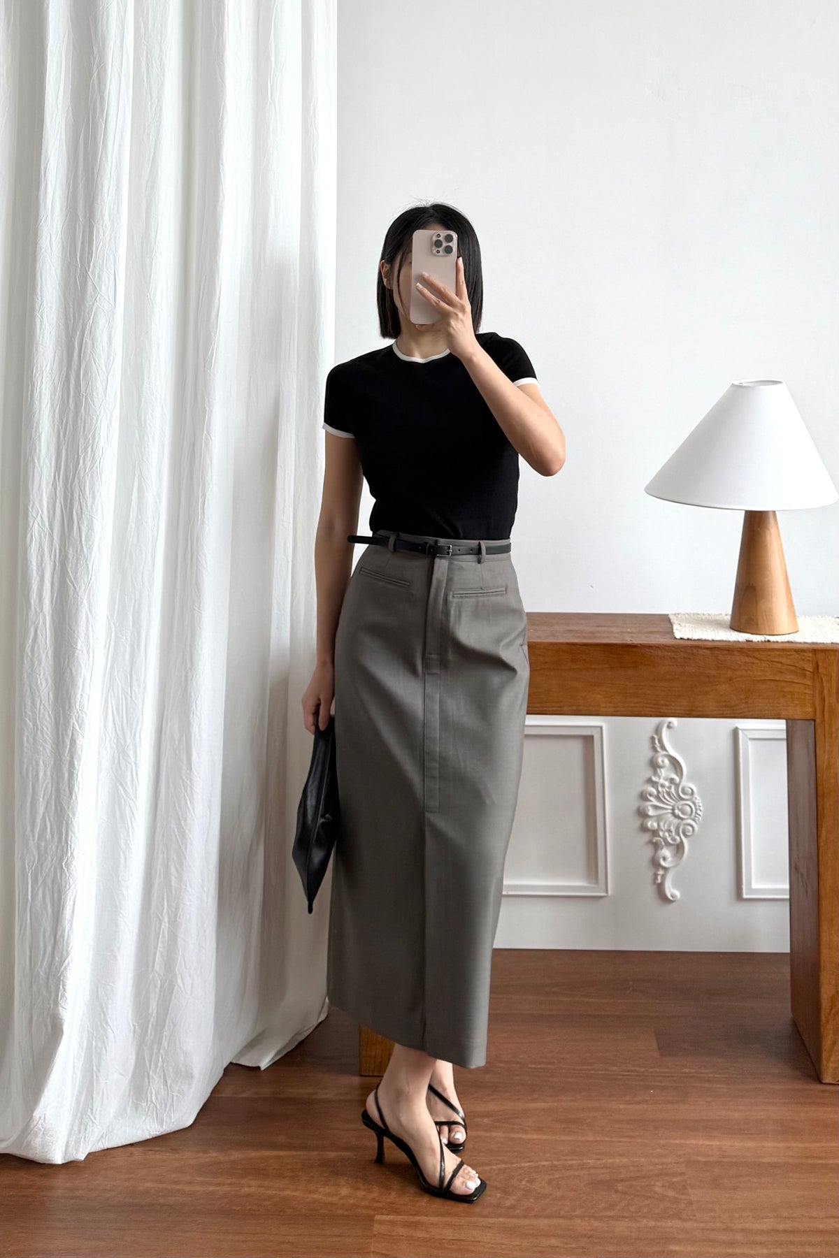 撞色邊針織短袖上衣 Contrast Trim Knit Tee