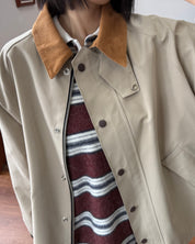 學院風條紋拼色Polo Striped Knit Polo Sweater