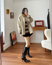 學院風條紋拼色Polo Striped Knit Polo Sweater