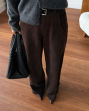 柔軟絨面可調節褲腳長褲